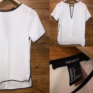 Forever 21 small chiffon sheer shirt black white